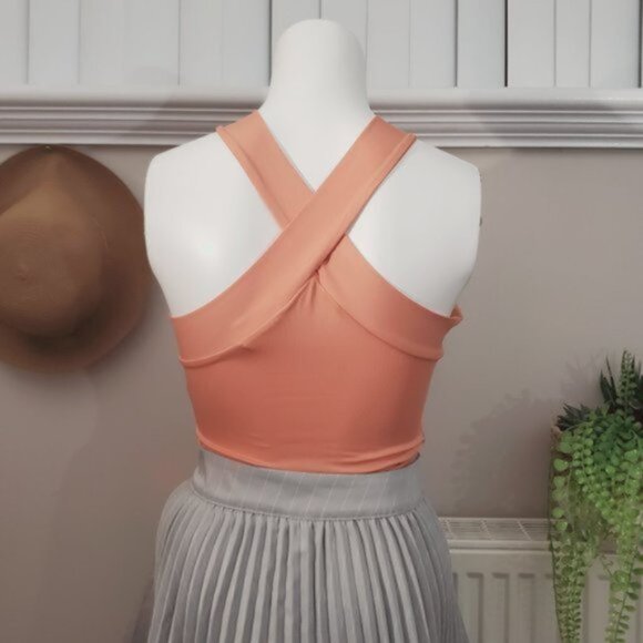 Keyhole Neck Cross Over Peach Top- Small- NWOT - Picture 7 of 8